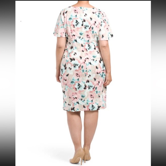 Kasper Tutu Pink Multi Floral Print Women's Dress NWT 109.00 - Picture 3 of 4